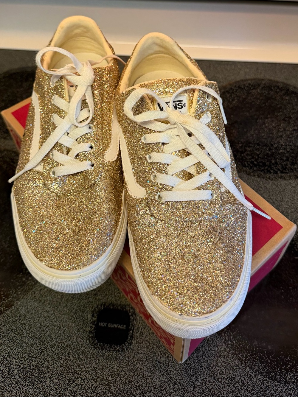 Women’s Vans Gold Glitter Vans Old Skool deluxe comfort Ortholite - Picture 2 of 7